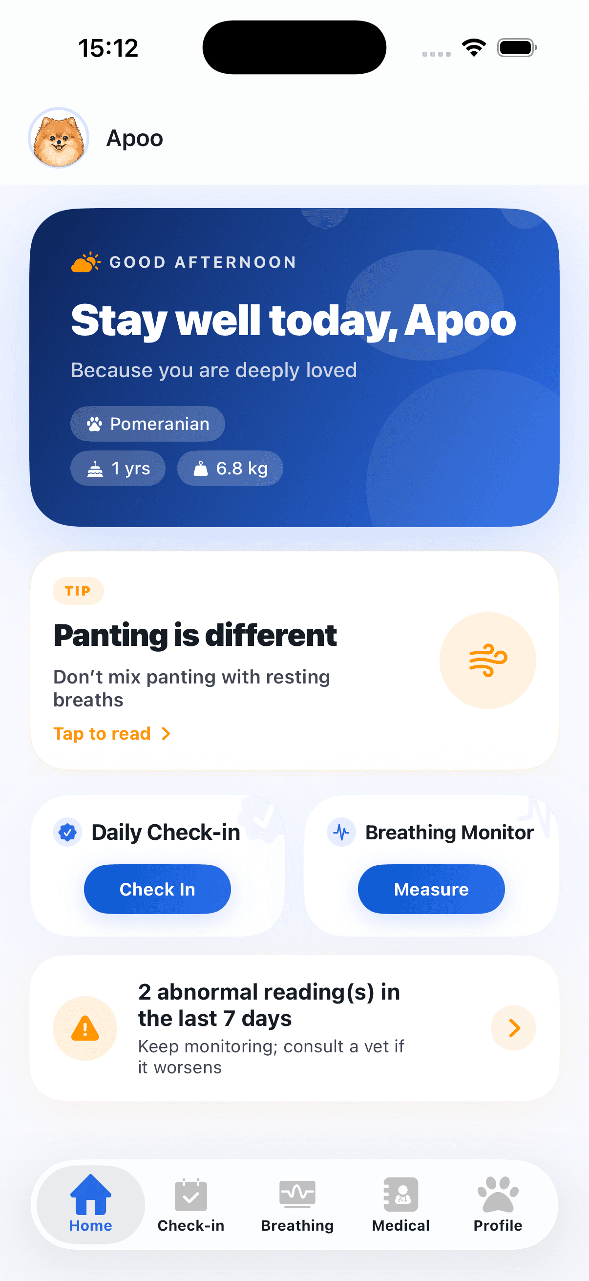 Today overview screenshot in AuraDog